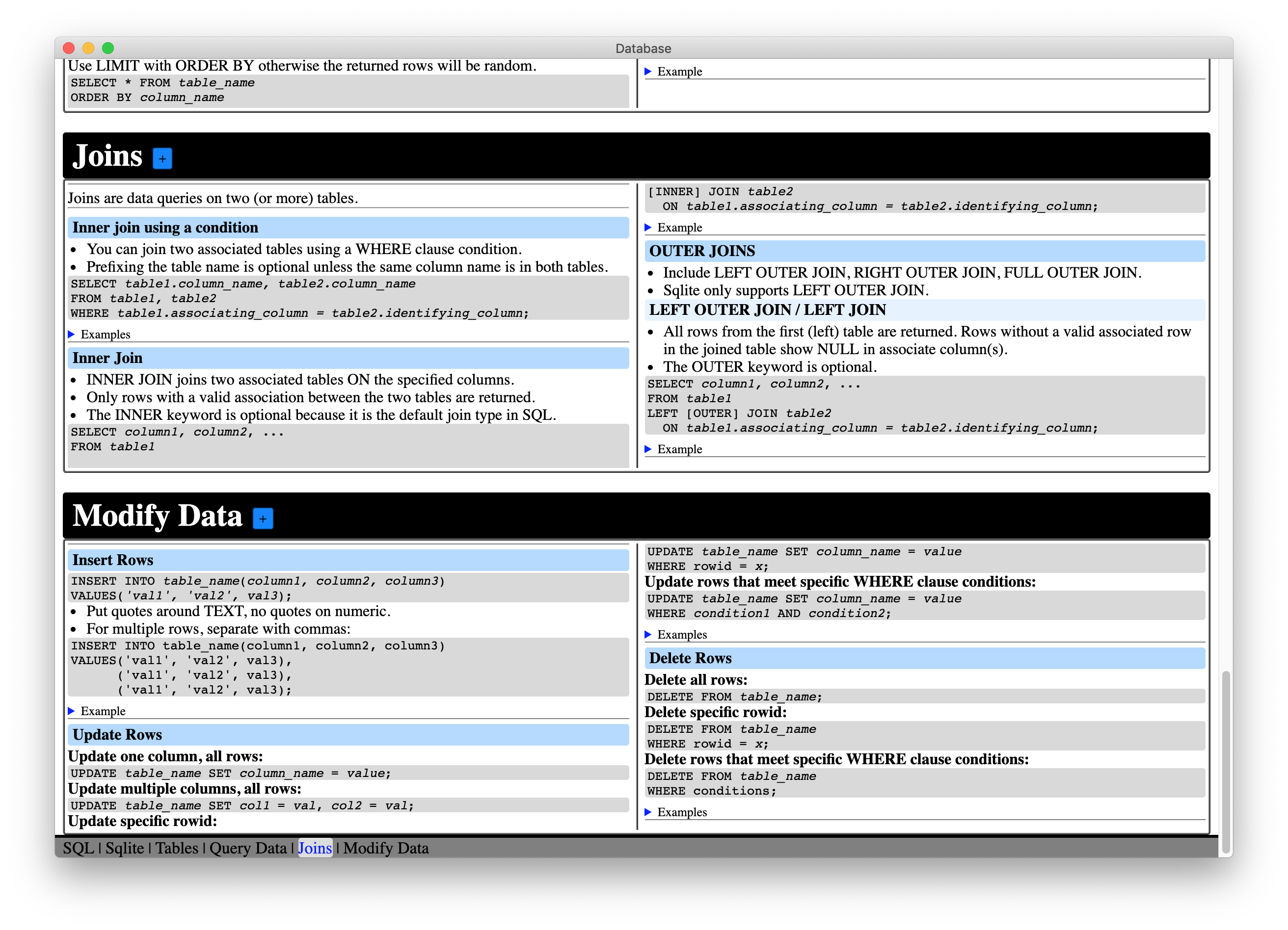 CheatSheet screenshot