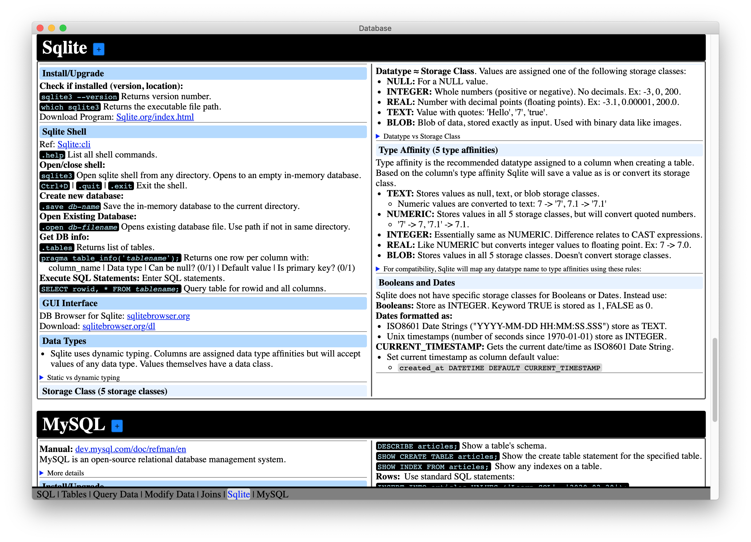 CheatSheet screenshot