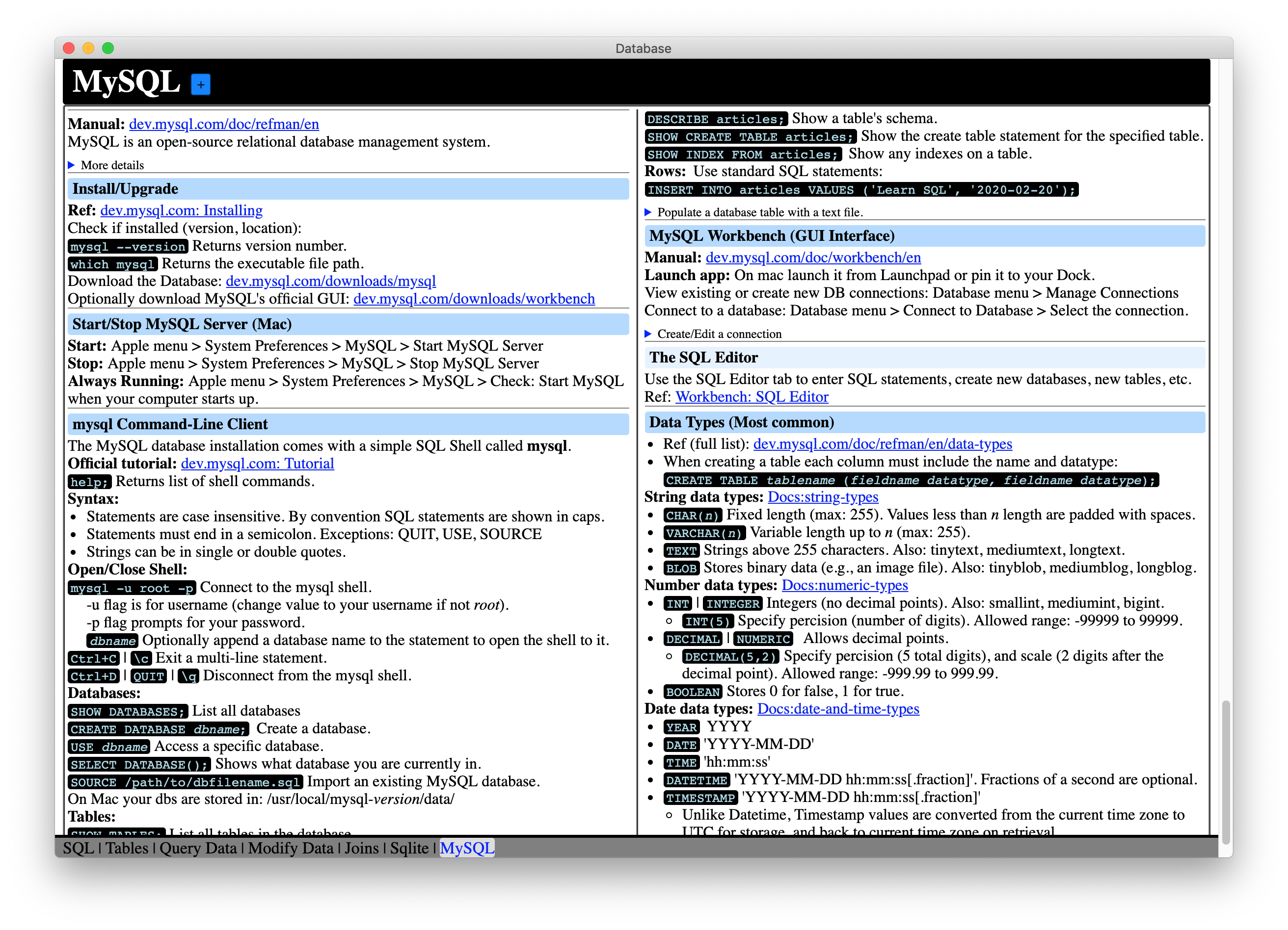 CheatSheet screenshot