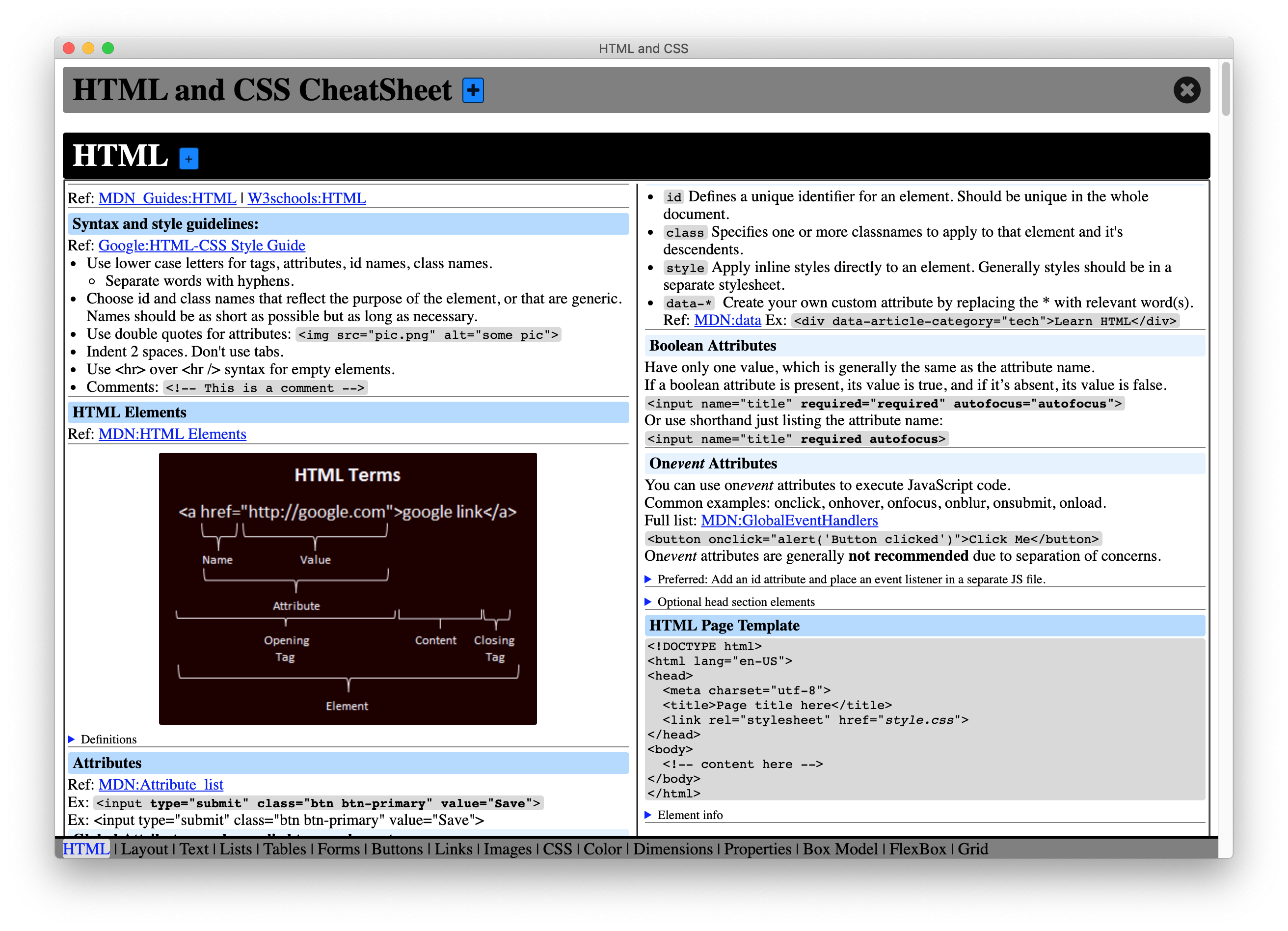 CheatSheet screenshot