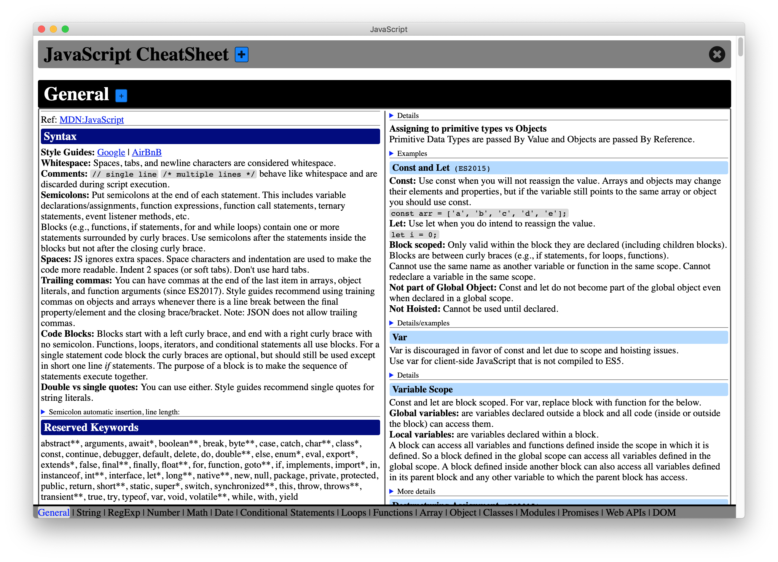 CheatSheet screenshot