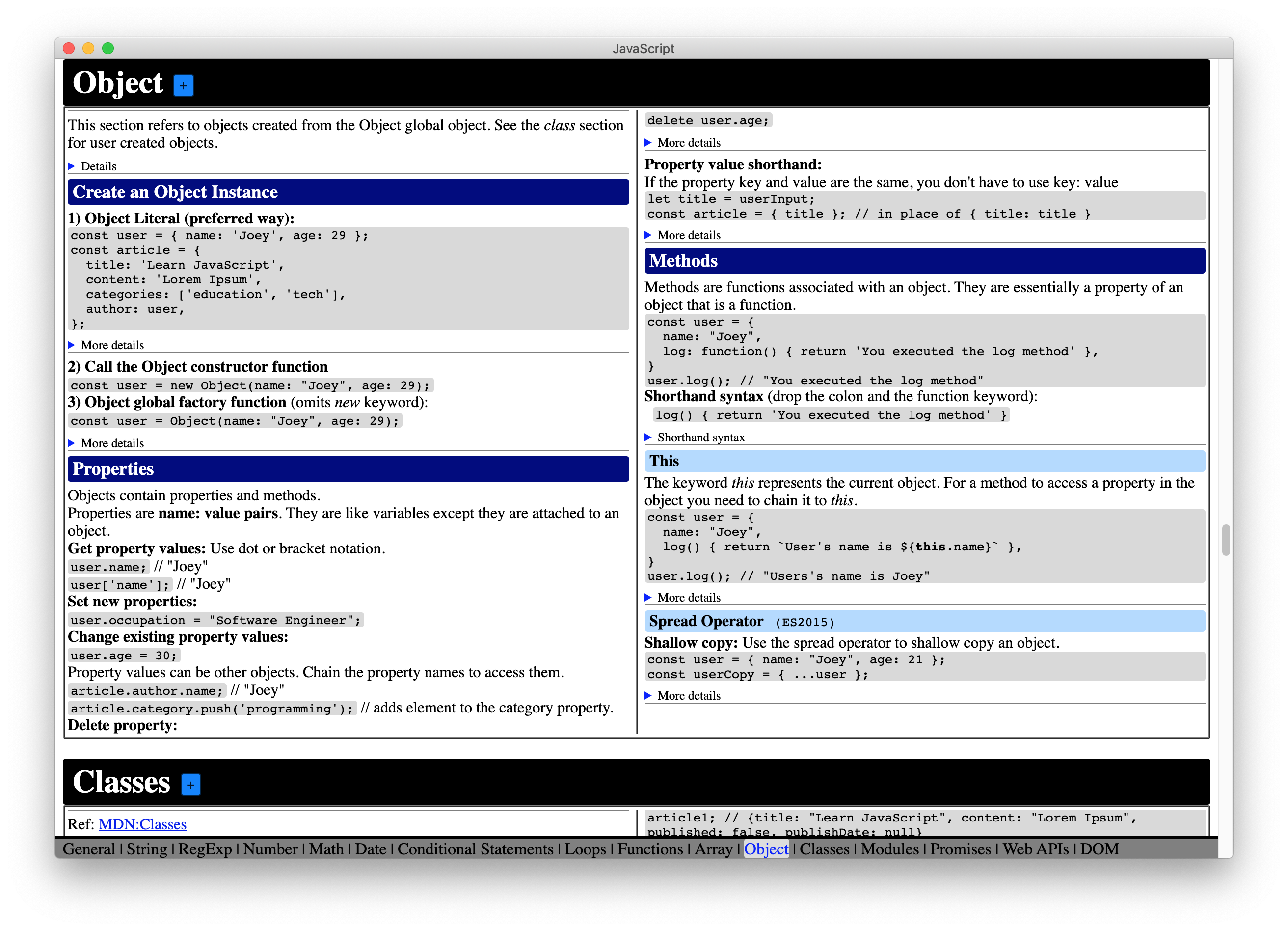 CheatSheet screenshot