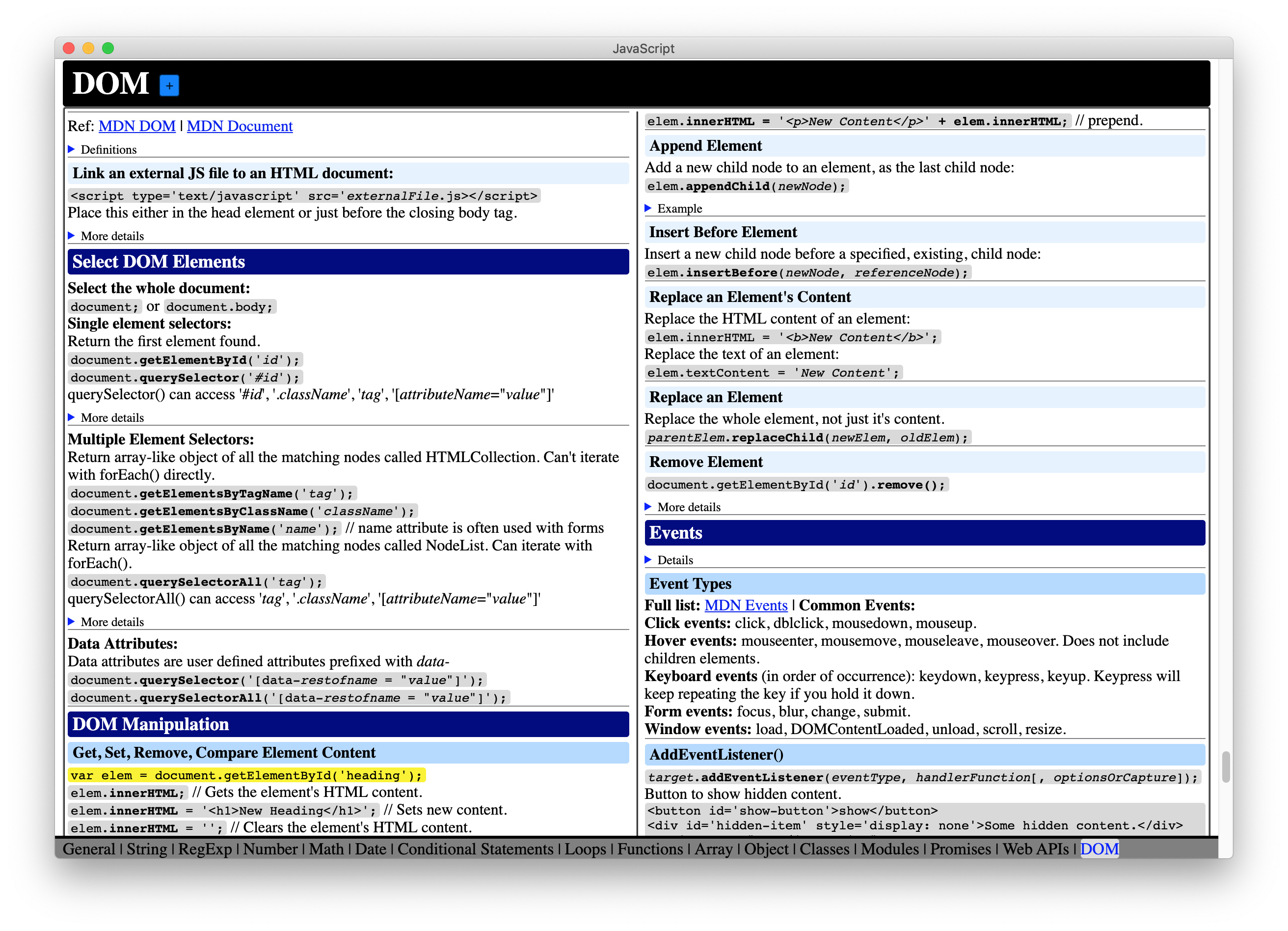 CheatSheet screenshot