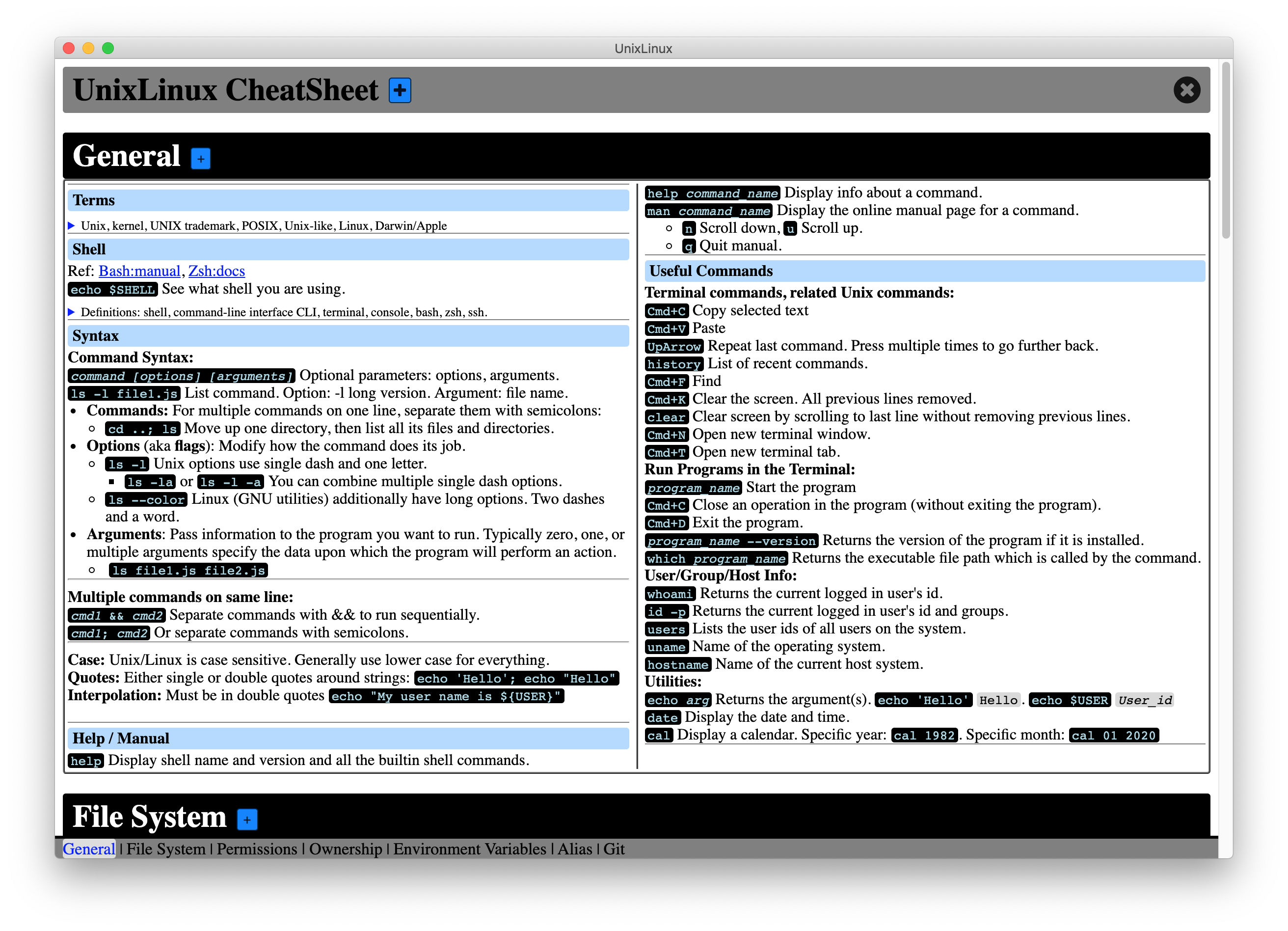 CheatSheet screenshot
