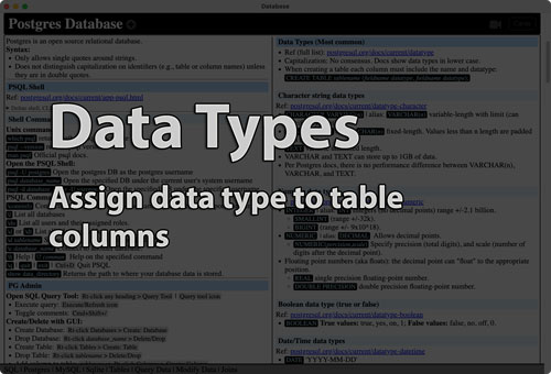Link to Data Types tutorial page