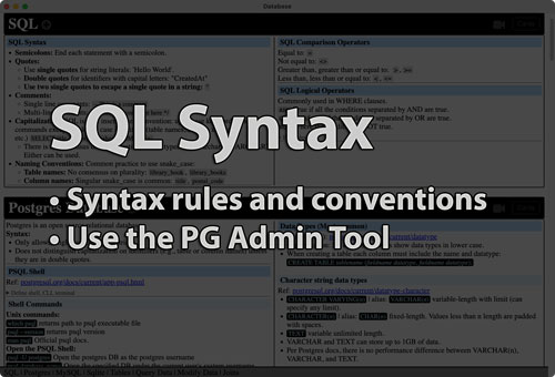Link to SQL Syntax tutorial page