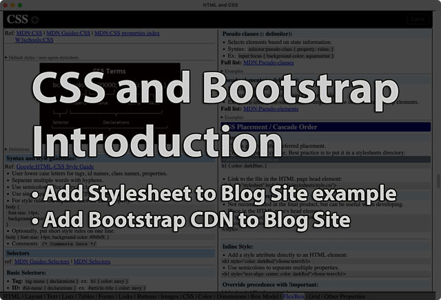 Link to CSS and Bootstrap Introduction tutorial page