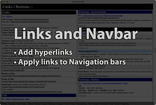 Link to Hyperlinks, including Navigation Bars tutorial page