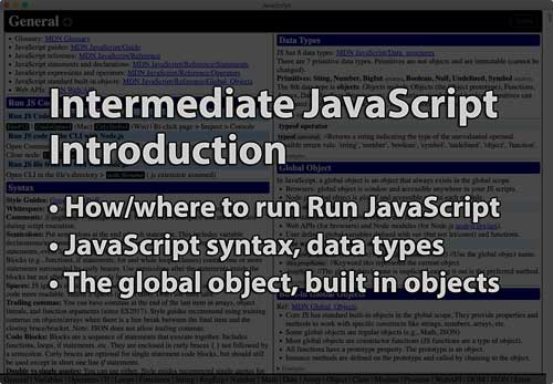 Link to Intermediate JavaScript Introduction tutorial page