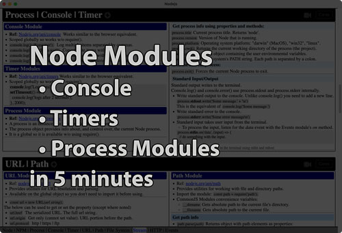 Link to Console, Timers and Process modules tutorial page