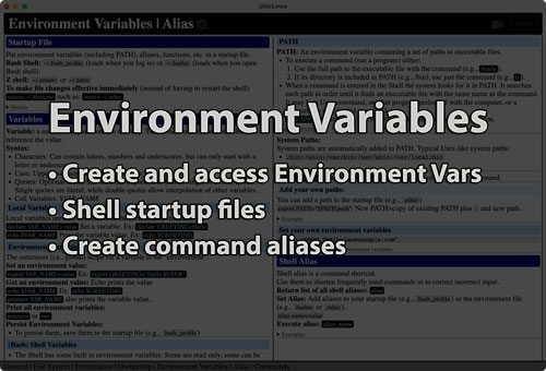 Link to Environment Variables and Aliases tutorial page