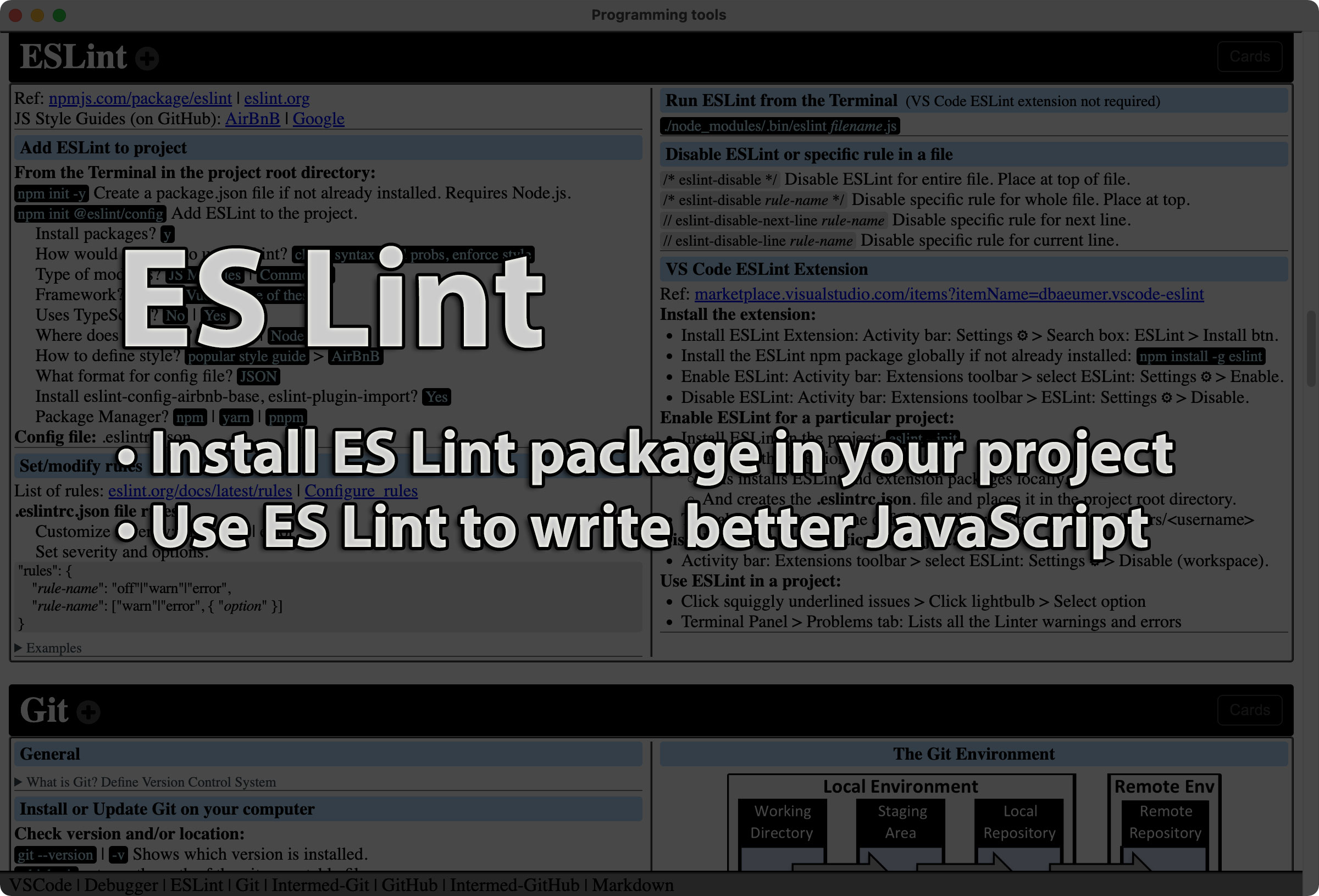 Link to ESLint tutorial page